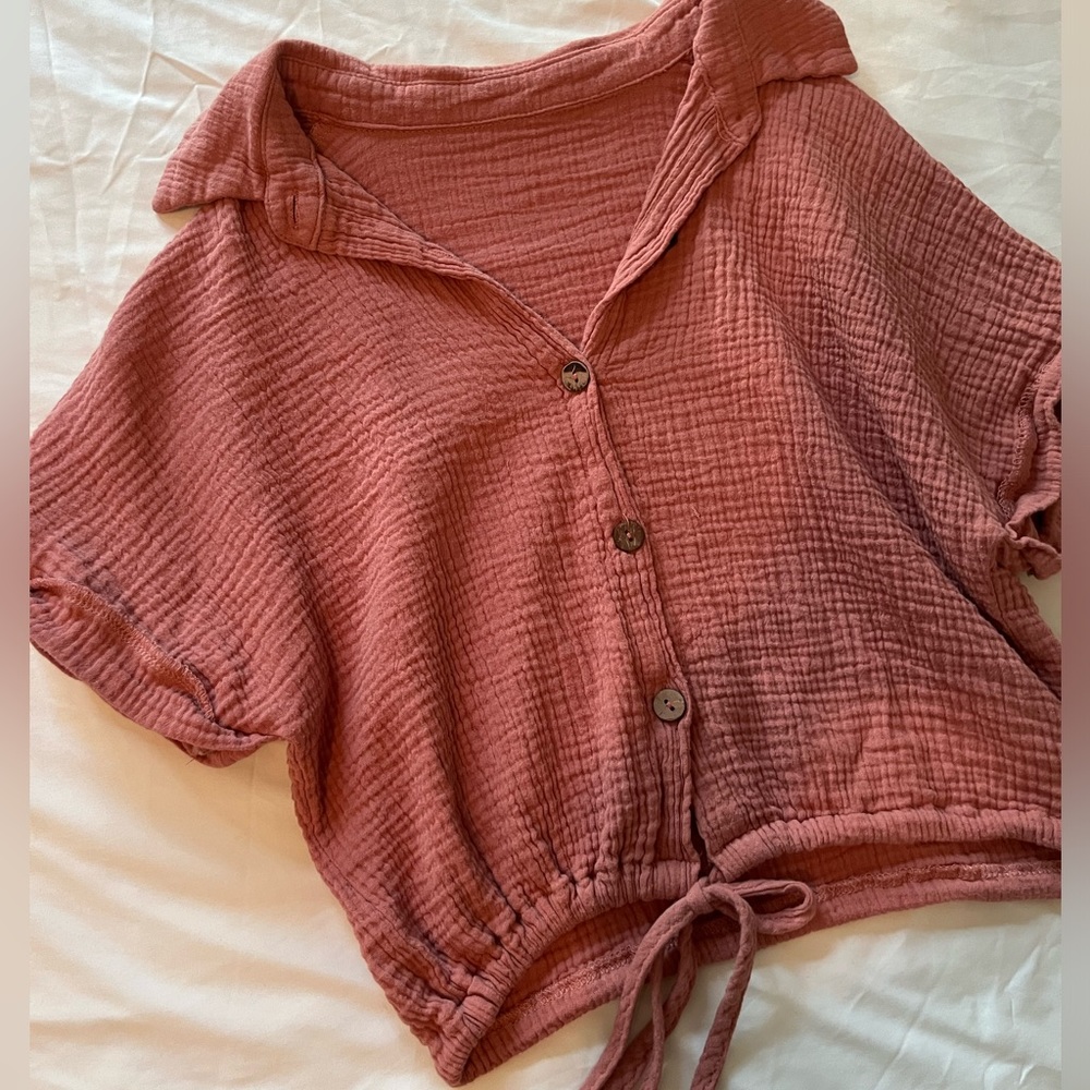 Coral, terracotta colored crop top S